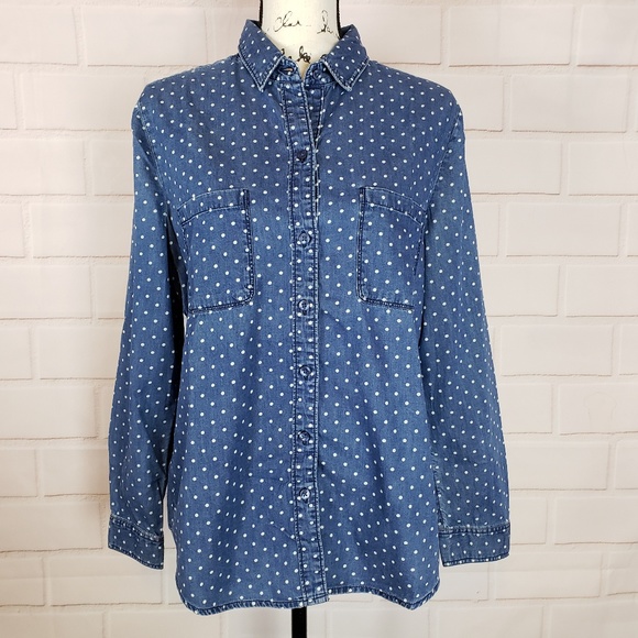 LOFT Tops - Loft Polka Dot Button Down Shirt Size L
